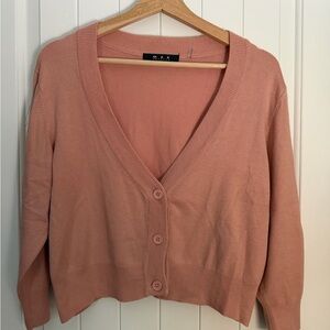 Chic Women's Cropped Pink Cardigan